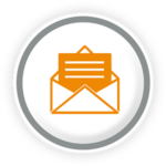 Icon of paper in an open envelope